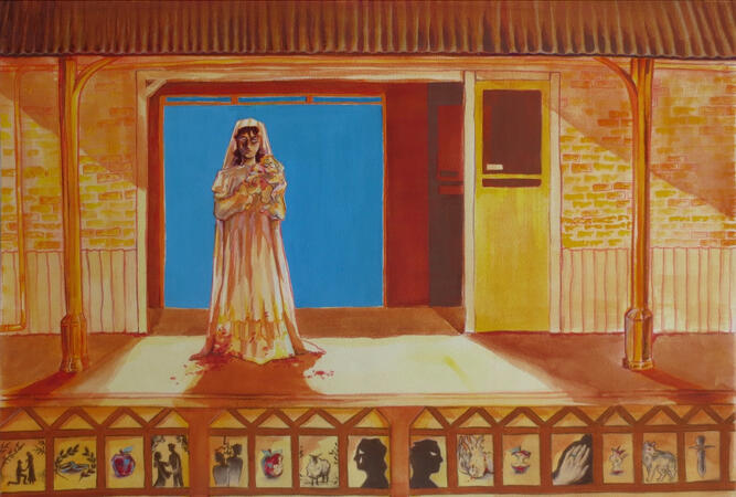 fleeing haunted houses / 2024 / gouache on watercolour paper / 15" x 24"